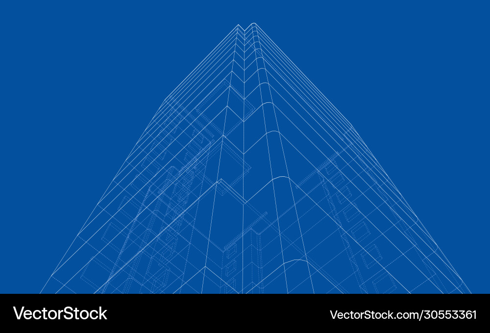 Wire-frame model a multi-storey building Wire-frame model a multi-storey building vector image