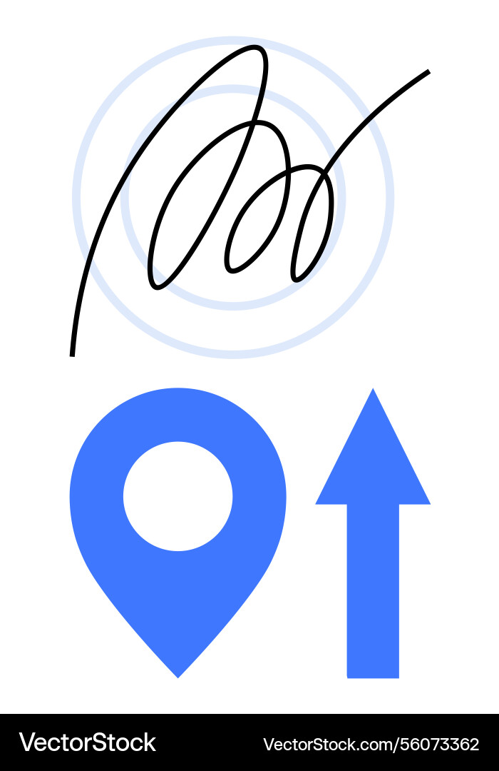 Abstract signature with location marker and upward Vector Image