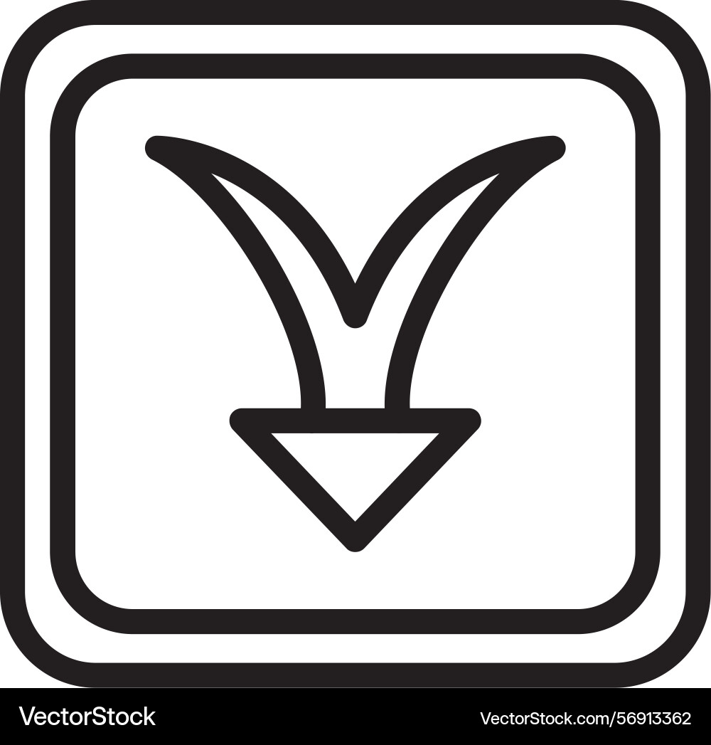 Arrow merge down linear style icon design Vector Image
