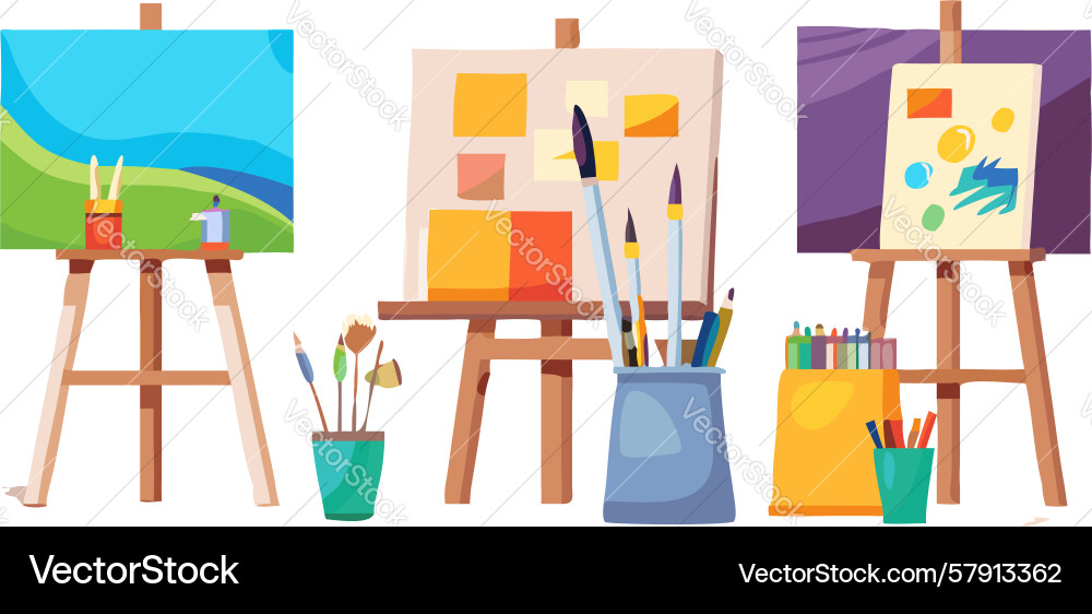 Art class environment with multiple easels Vector Image