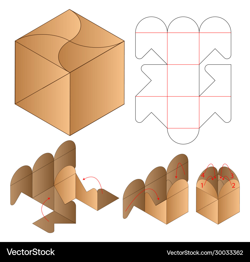 Box Verpackung Stanzschablone Design 3d Mock-up Box Verpackung Stanzschablone Design 3d Mock-up vektorbild