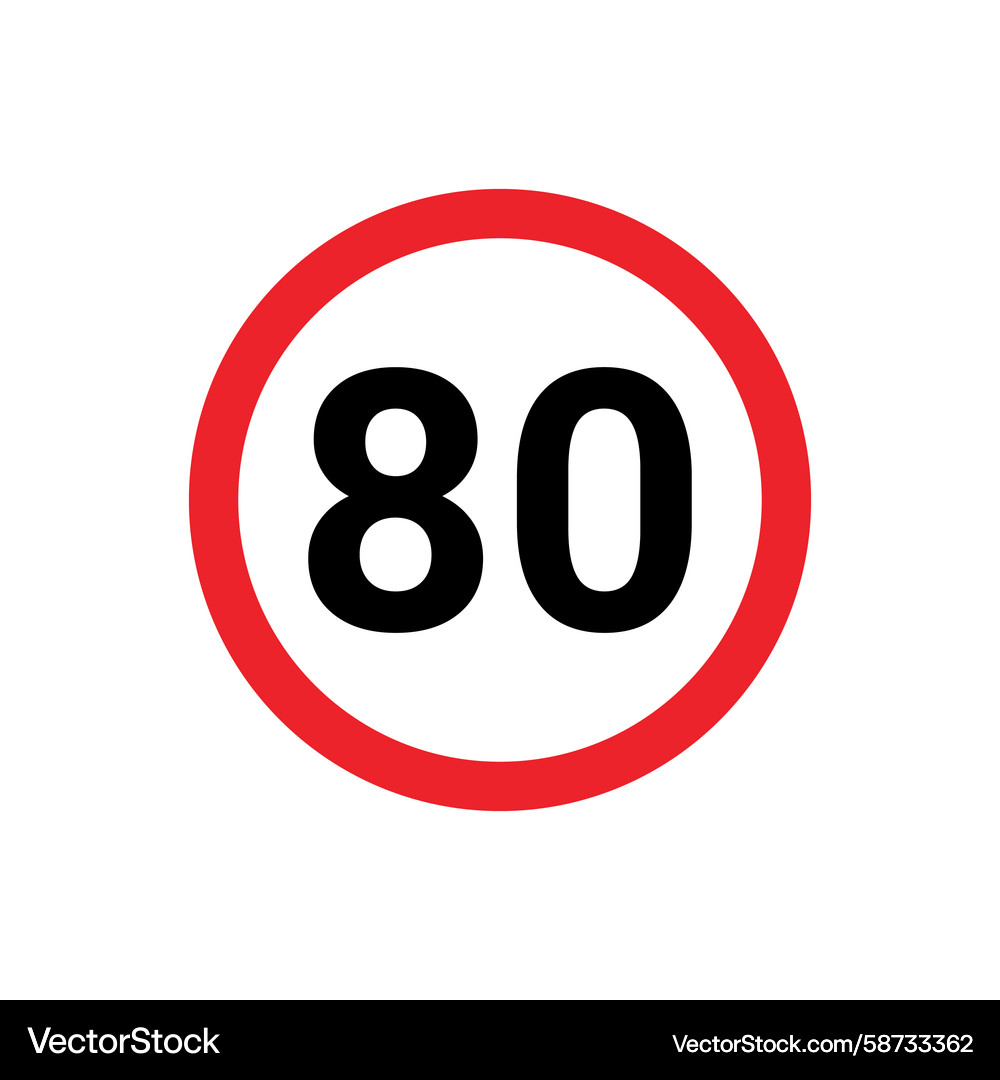 Circular speed limit sign number eighty Circular speed limit sign number eighty Vector Image