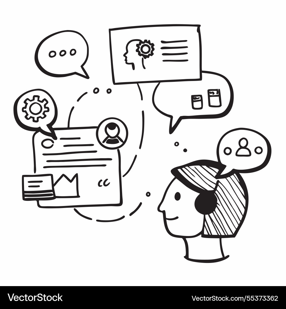 Customer service rep with ai sentiment analysis Vector Image
