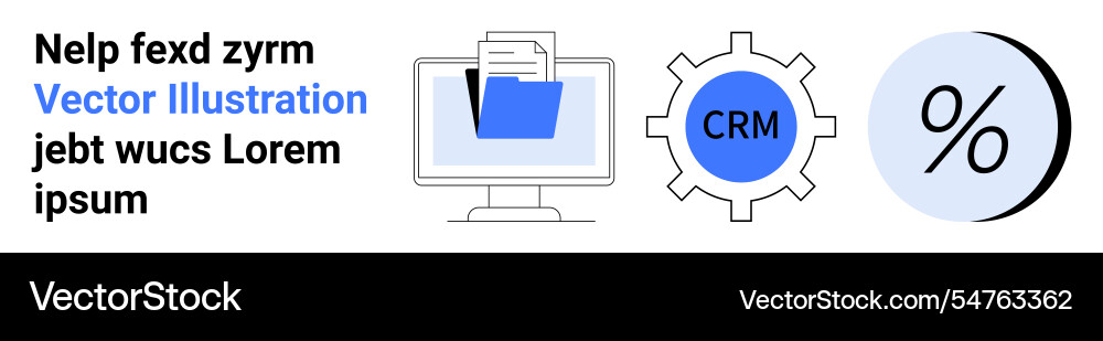 Digital crm and file management concept with gear Digital crm and file management concept with gear vector image