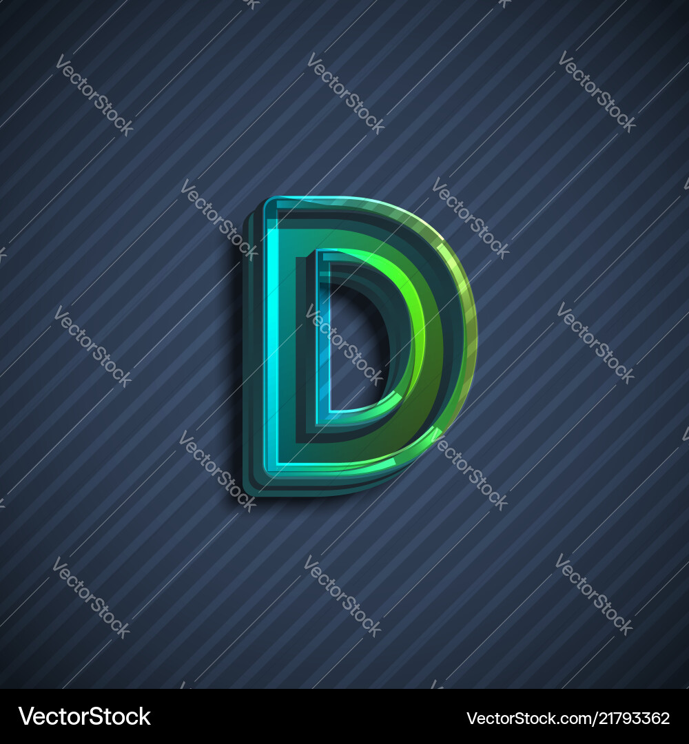 Glossy 3D Font Character - Crystal Effect vector image