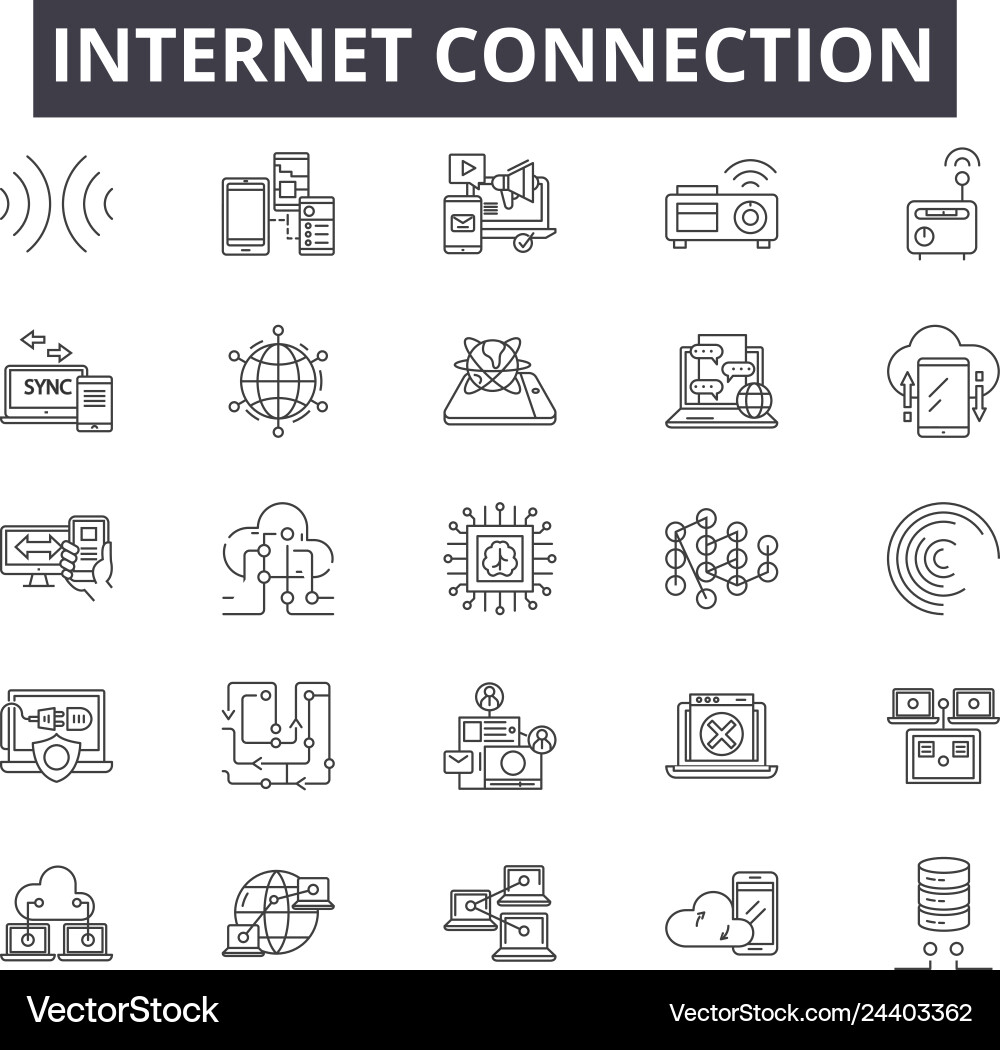 Internet connection line icons for web and mobile Internet connection line icons for web and mobile Vector Image