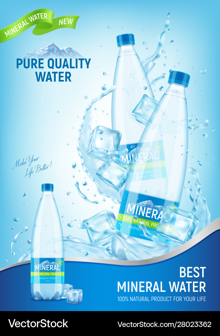 Mineral water advert poster Royalty Free Vector Image