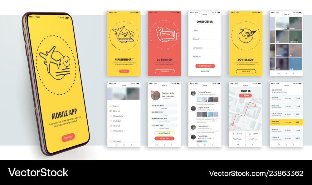 Mobile App UI/UX - Booking & Payments vector image
