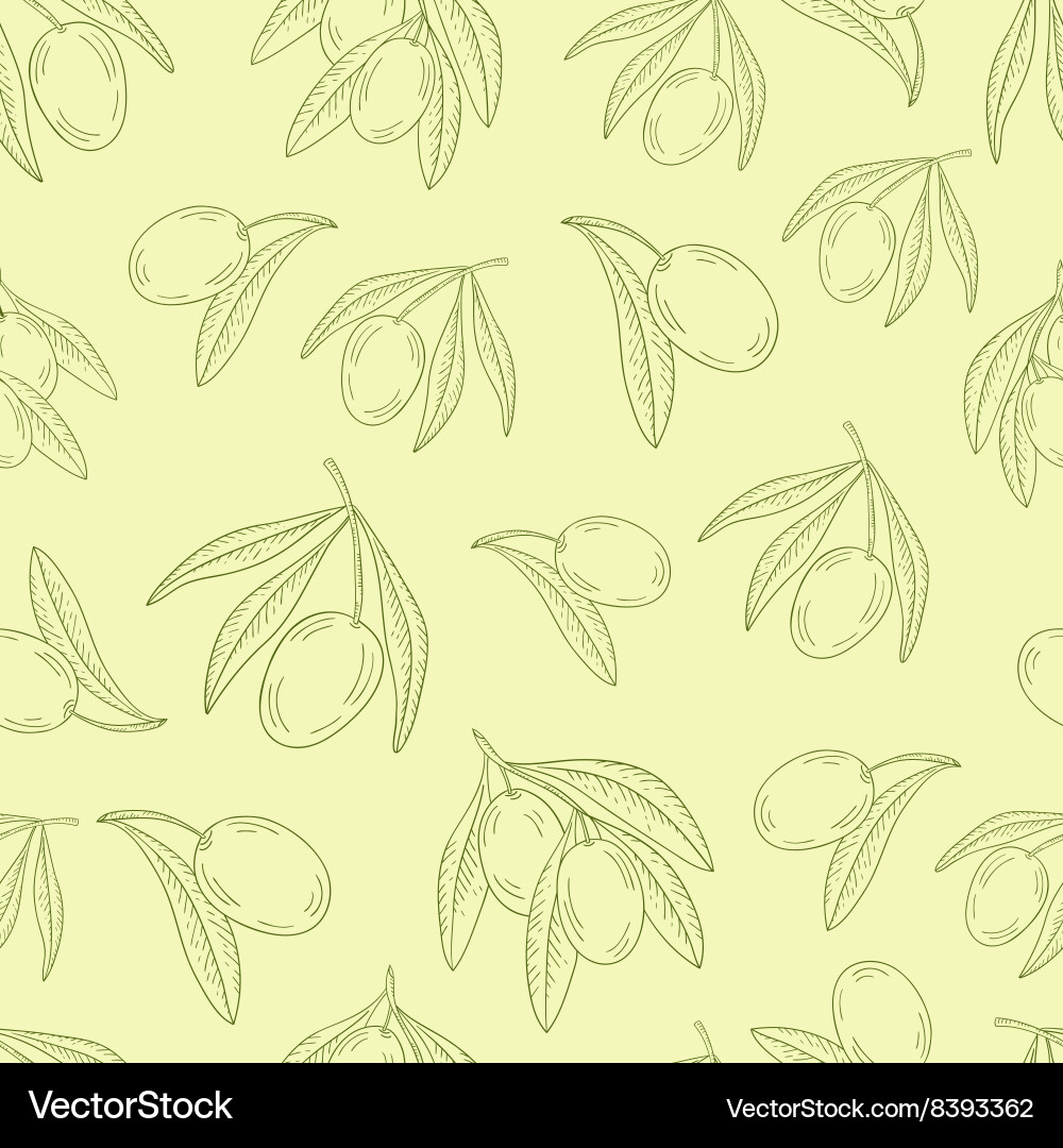 Pattern with branches of the olive tree vector image