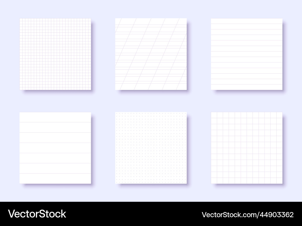 Realistic ruled lined pattern notepad flat set Realistic ruled lined pattern notepad flat set vector image