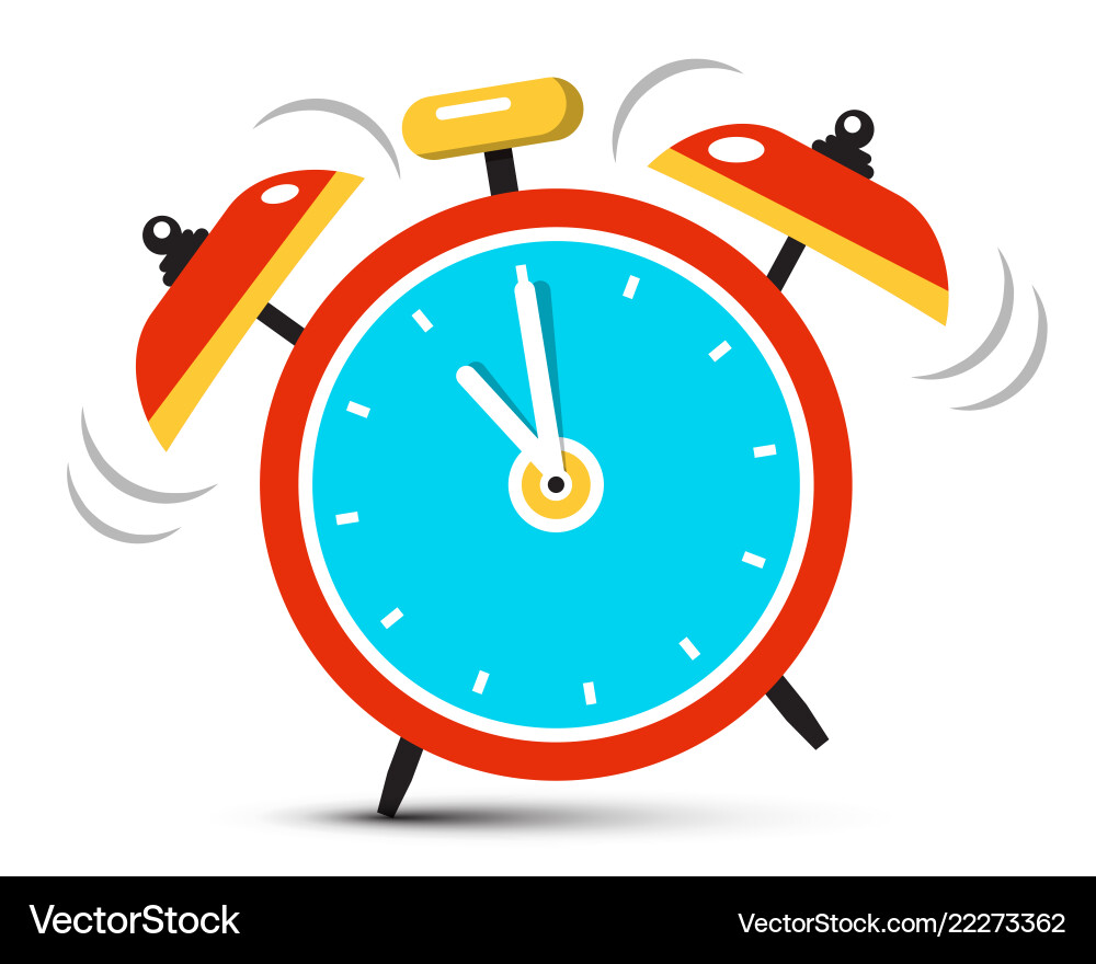 Ringing alarm clock icon with five minutes vector image