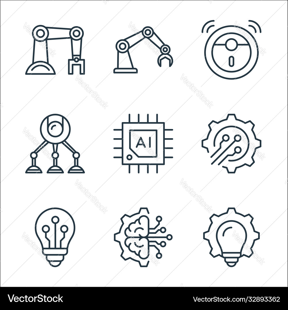 Robotics line icons linear set quality Vector Image