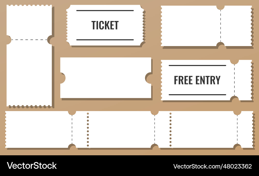 Set blank ticket template concert Set blank ticket template concert vector image