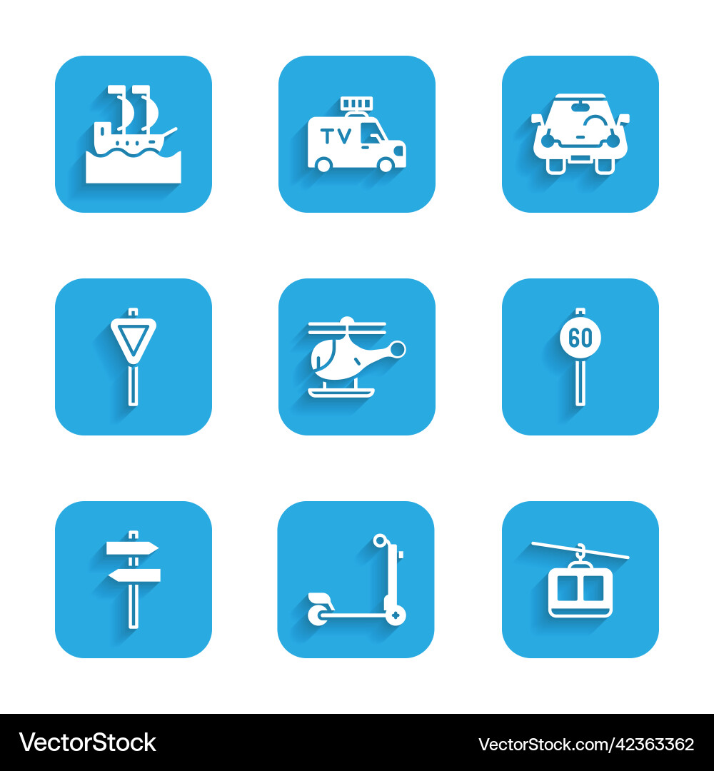 Set helicopter scooter cable car speed limit Set helicopter scooter cable car speed limit vector image