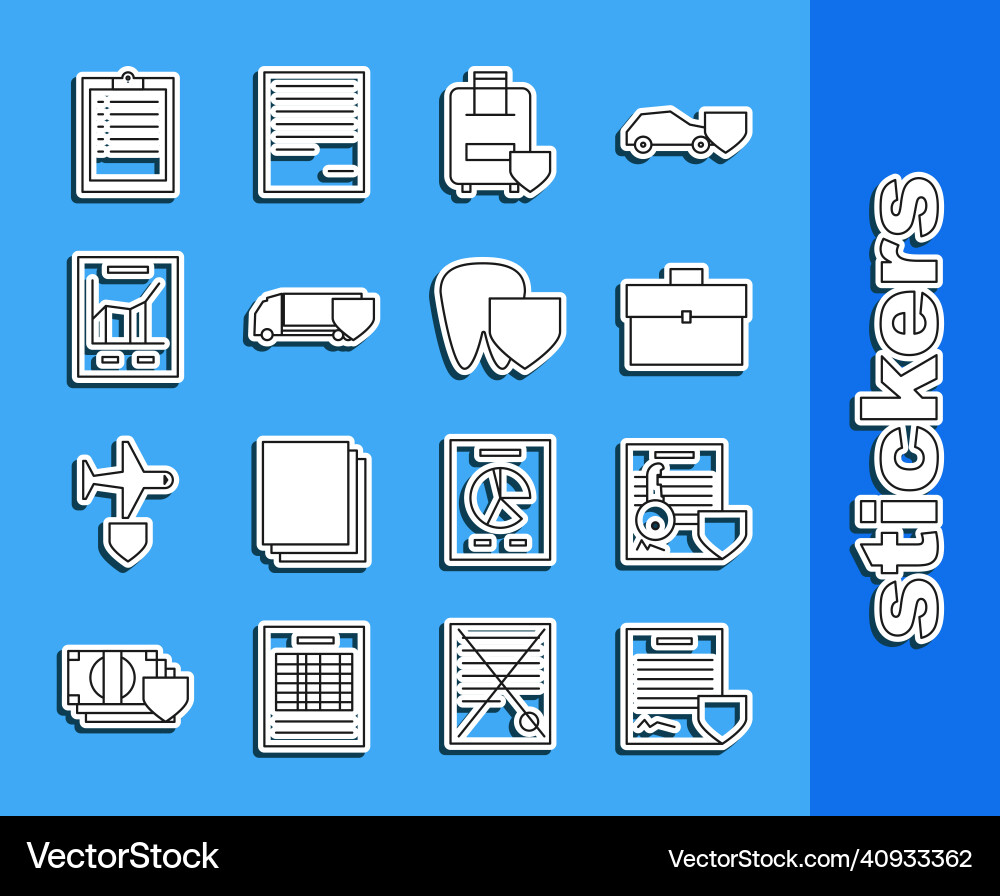 Set line contract with shield document key Set line contract with shield document key vector image