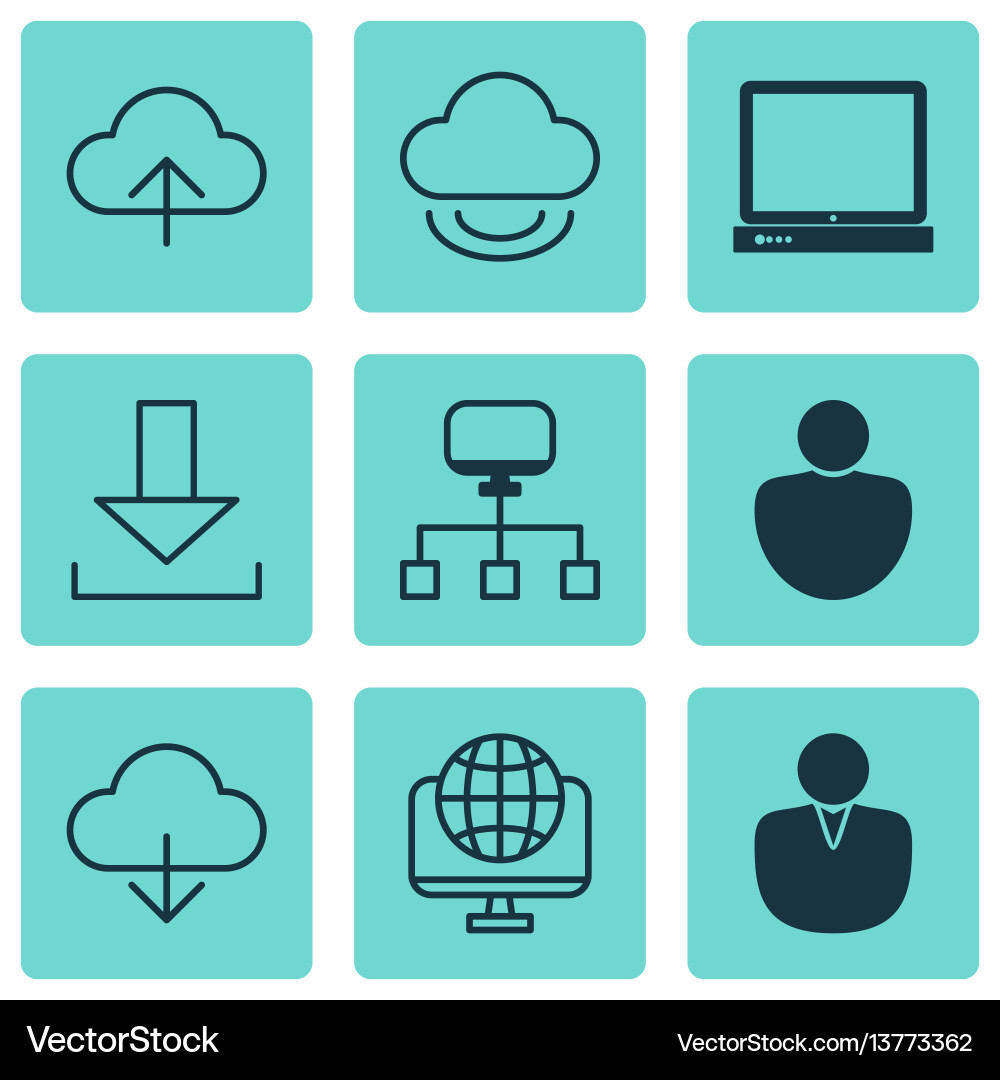 Set of 9 world wide web icons includes local Set of 9 world wide web icons includes local vector image
