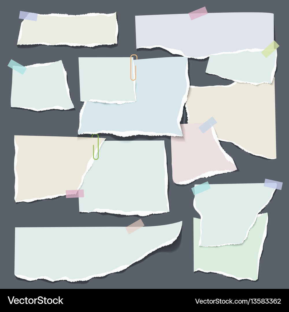 Set of isolated realistic empty paper Set of isolated realistic empty paper Vector Image