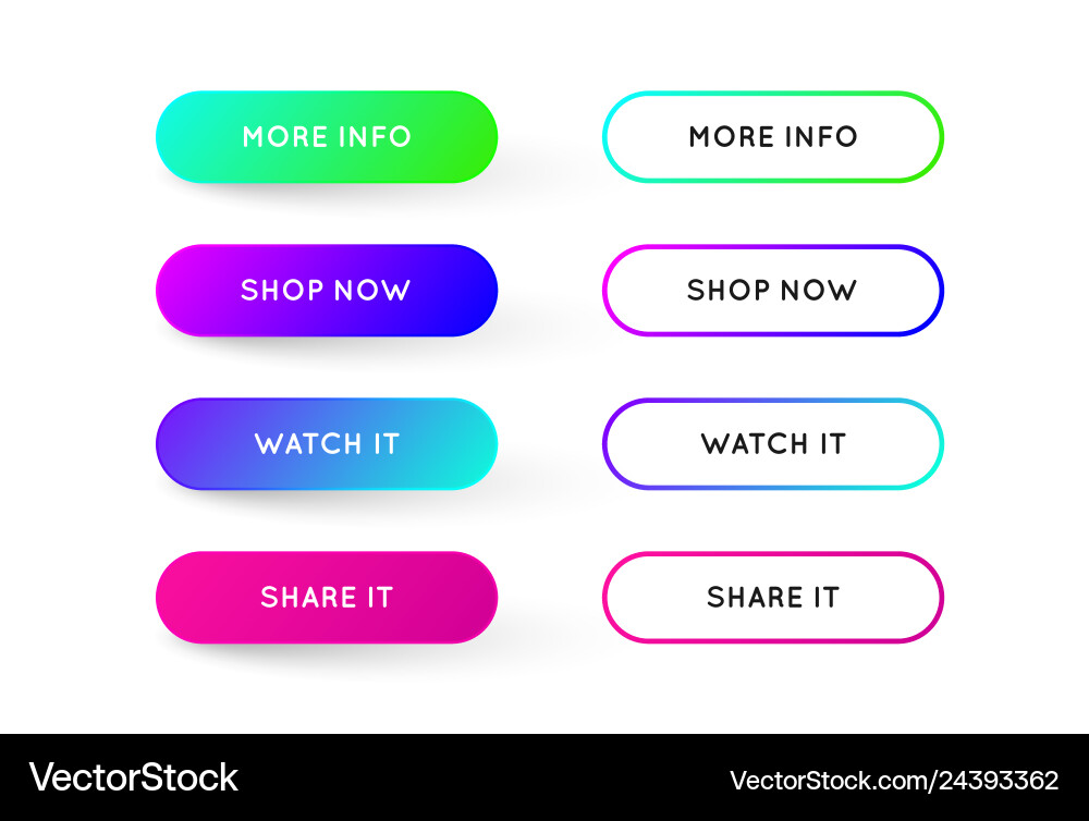 Set of modern gradient app or game buttons trendy Set of modern gradient app or game buttons trendy vector image