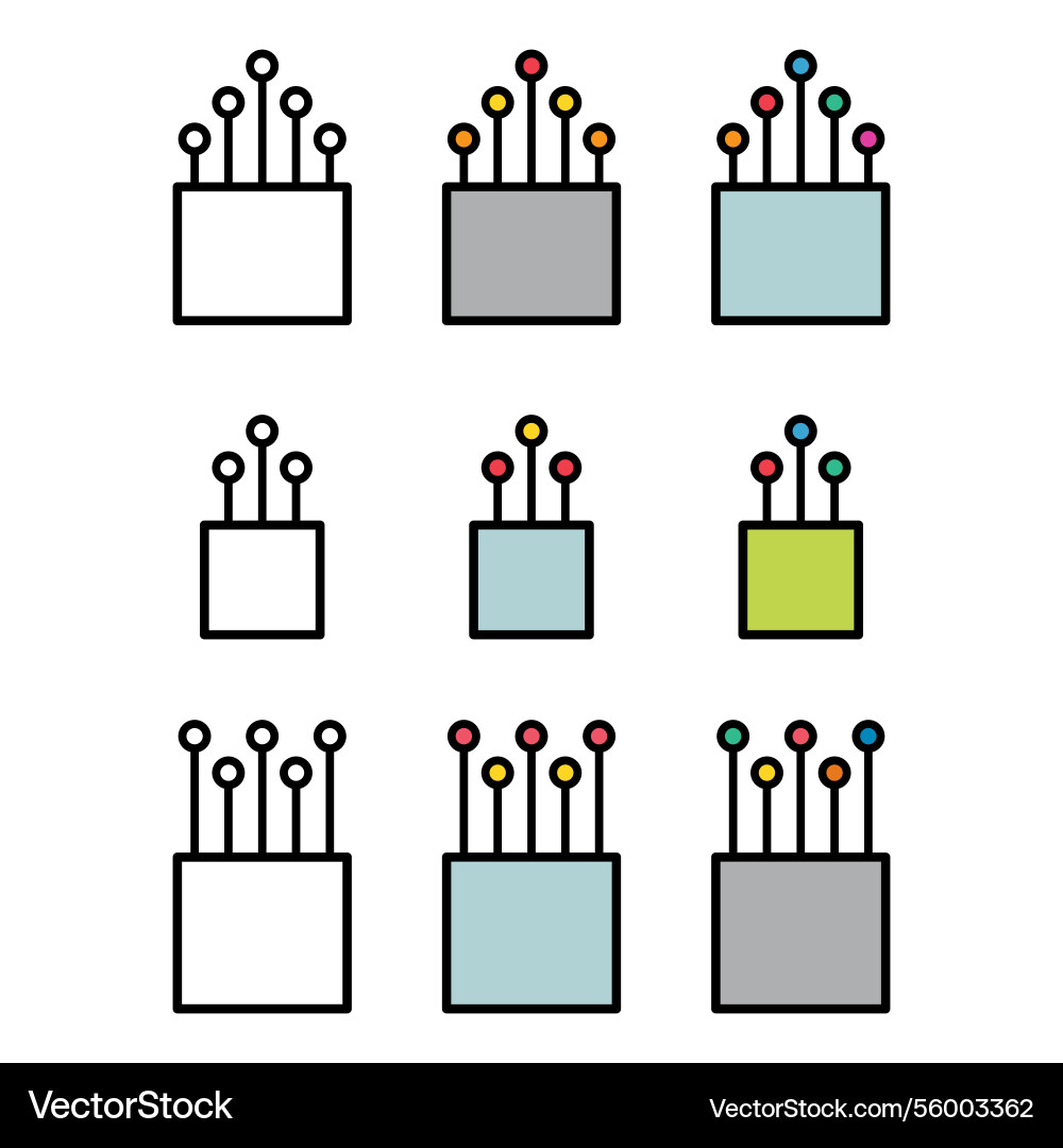 Set of optical cable icon technology information Vector Image