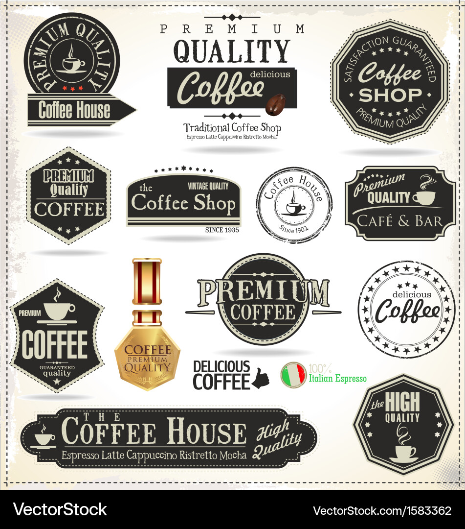 Set of retro vintage coffee labels vector image