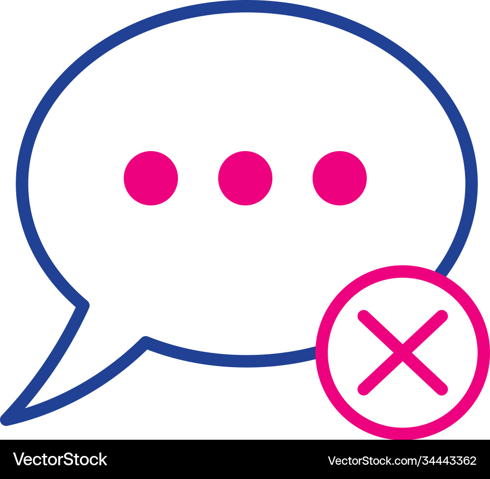 Speech bubble with denied symbol line and fill Vector Image