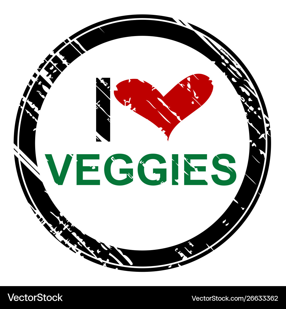 Veggie Love Rubber Stamp Vector Image