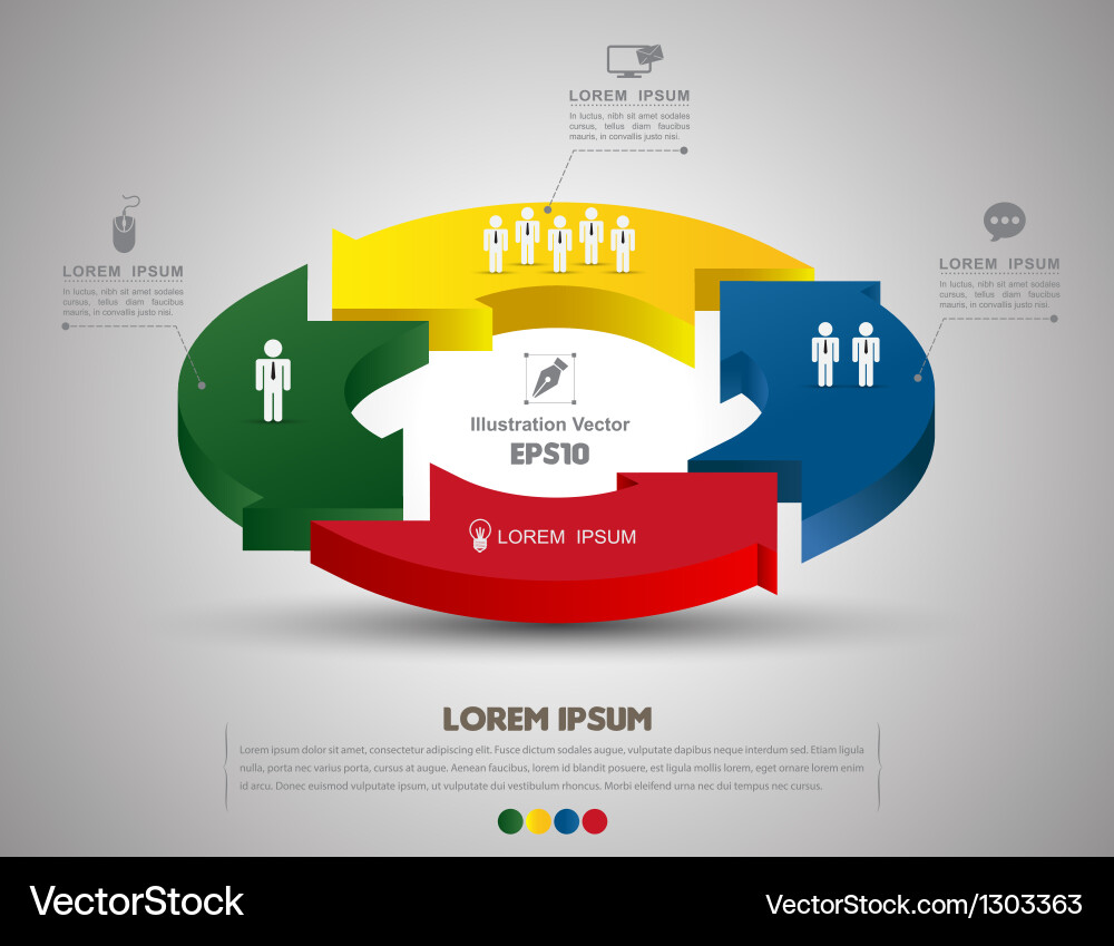 3D Circular Arrows with Icons - Business Concepts Vector Image
