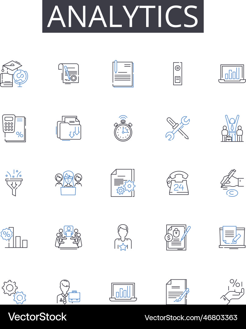 Analytics line icons collection data mining Analytics line icons collection data mining vector image