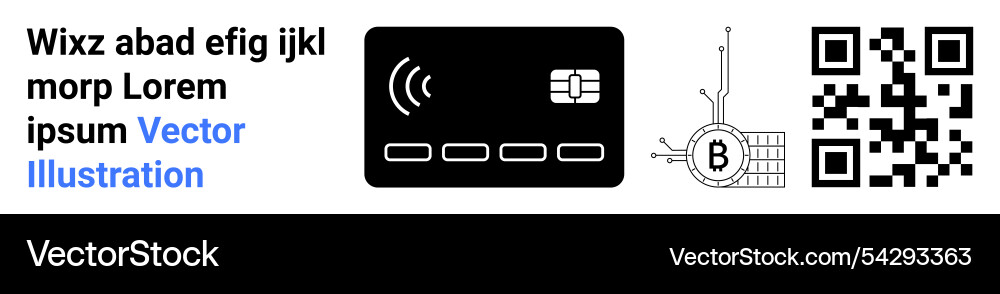 Contactless payment card with blockchain and qr Contactless payment card with blockchain and qr vector image