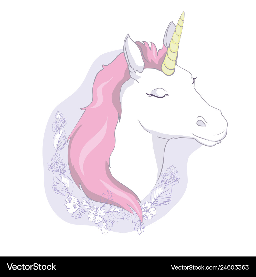 Cute unicorn magic character with pink mane Cute unicorn magic character with pink mane vector image