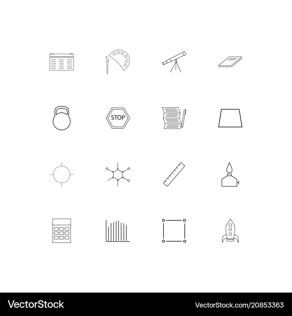 Education and science linear thin icons set vector image