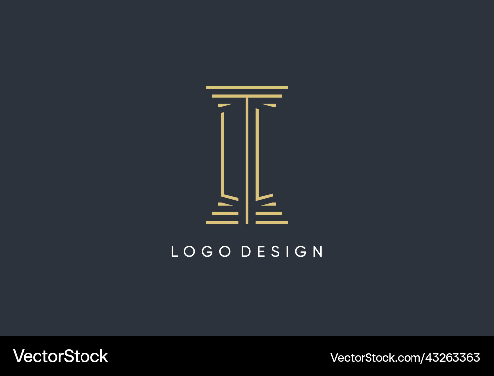 Ll initial monogram with pillar shape logo design Vector Image