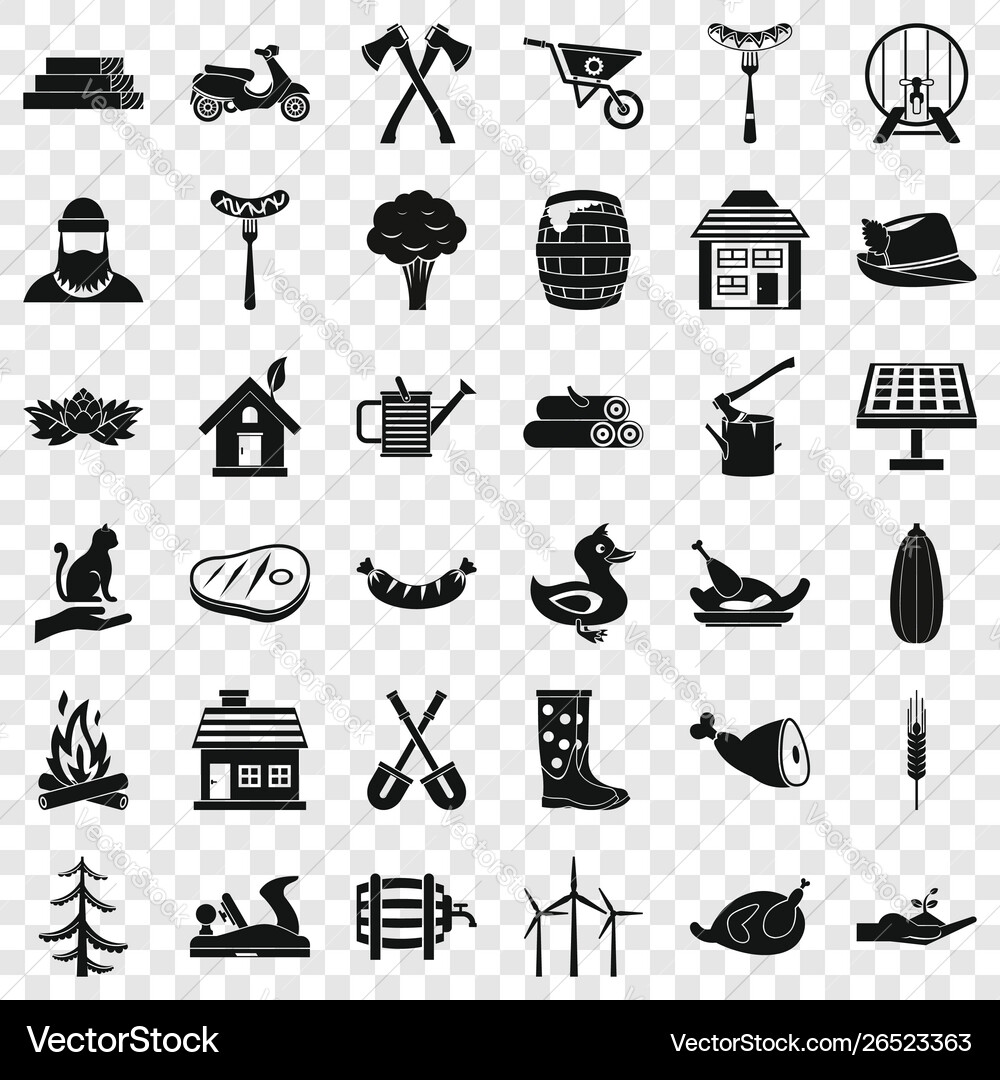 Log icons set simple style Vector Image
