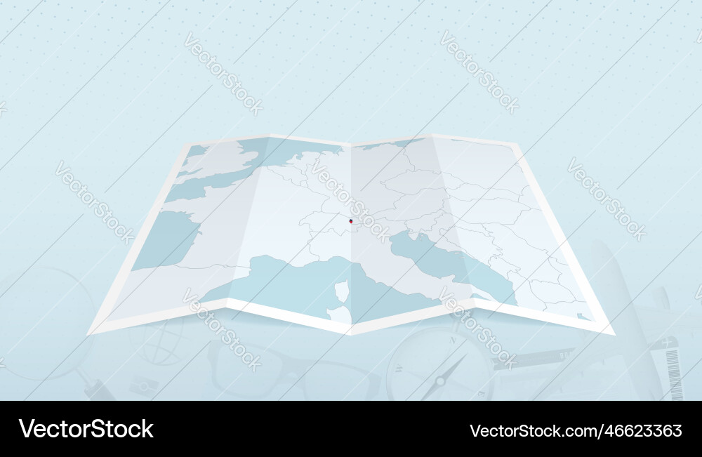 Map of liechtenstein with the flag Vector Image