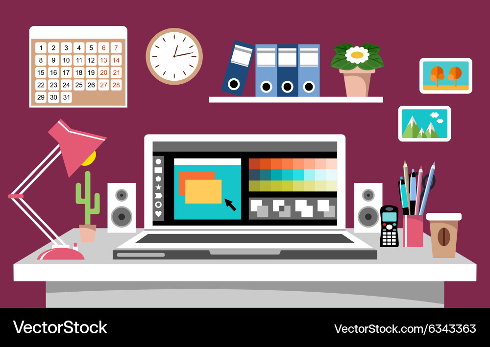 Modern Workspace Setup vector image
