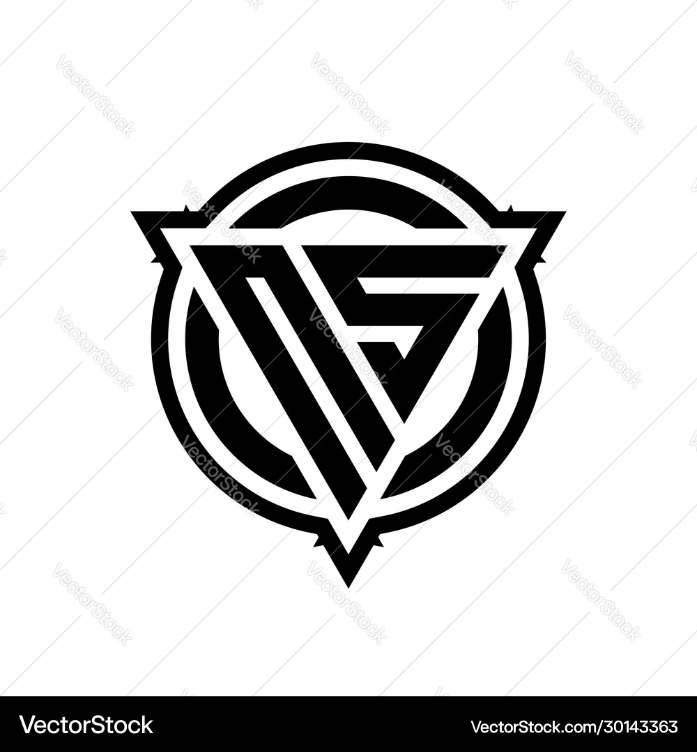 Ns logo with triangle shape and circle Royalty Free Vector