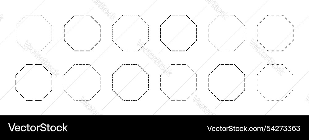 Octagon or honeycomb shapes with dashed lines vector image