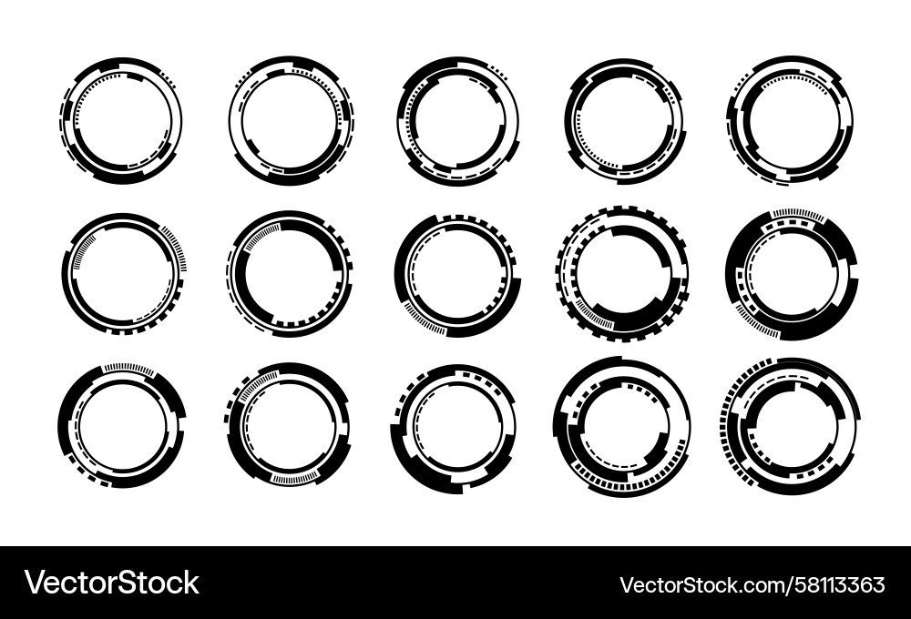 Sci-Fi Circle UI Elements Vector Image