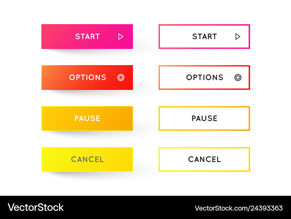 Set of modern gradient app or game buttons trendy Set of modern gradient app or game buttons trendy vector image
