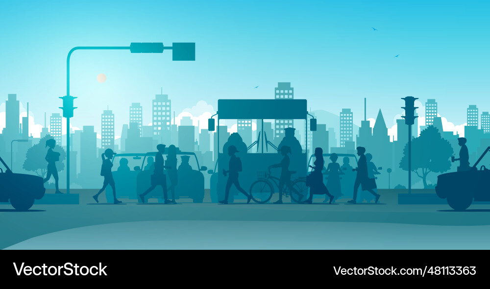 Traffic in the middle of intersection Vector Image