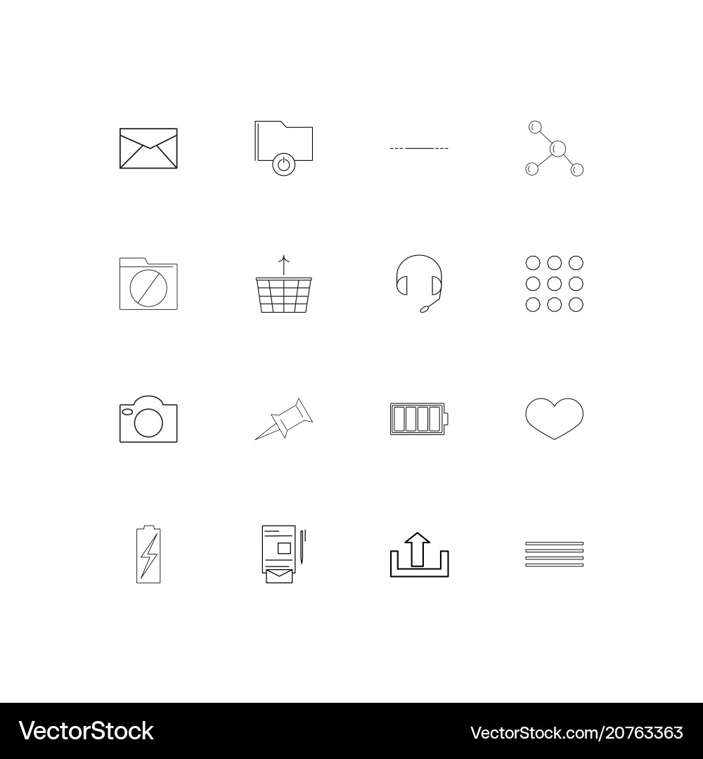 User interface linear thin icons set outlined vector image