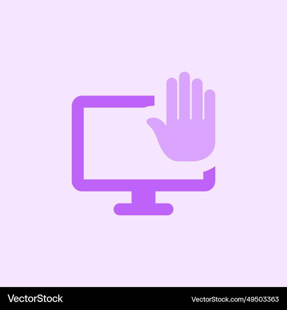 Using hand to stop desktop operations vector image