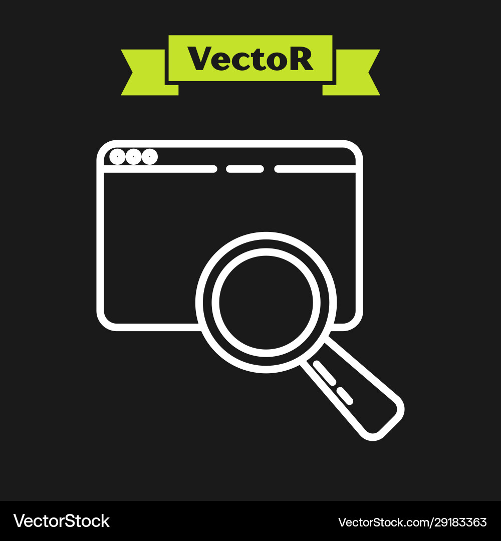 White line search in a browser window icon White line search in a browser window icon vector image