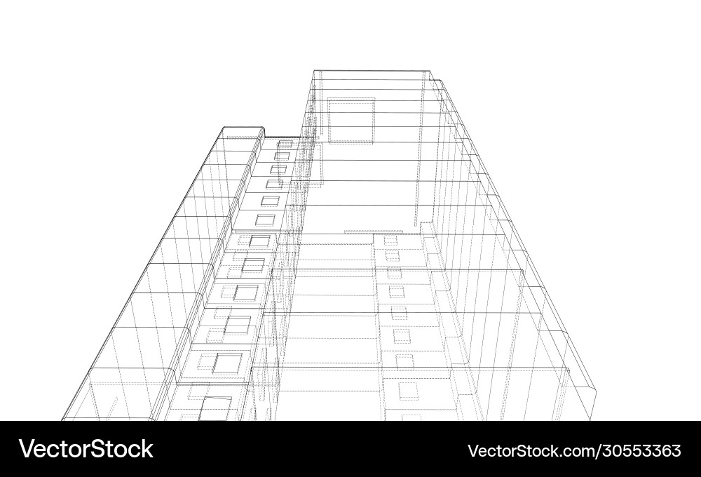 Wire-frame model a multi-storey building Vector Image