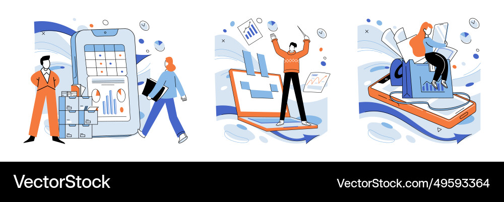 Business automation auto strategies navigate Business automation auto strategies navigate vector image