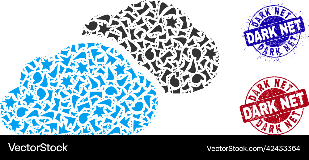 Clouds mosaic of debris with dark net textured Clouds mosaic of debris with dark net textured vector image