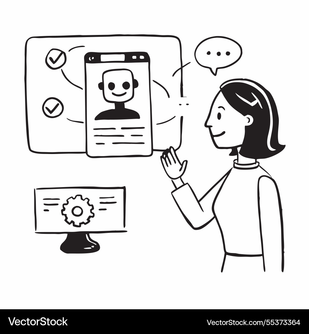 Customer service representative with ai chatbot Vector Image