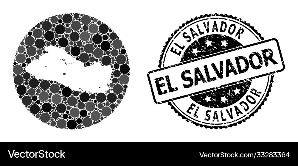 El Salvador Landkarte Mosaic Vektorbild