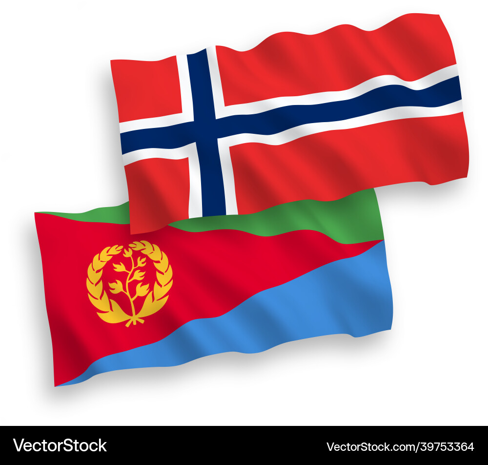 Flags of norway and eritrea on a white background Vector Image