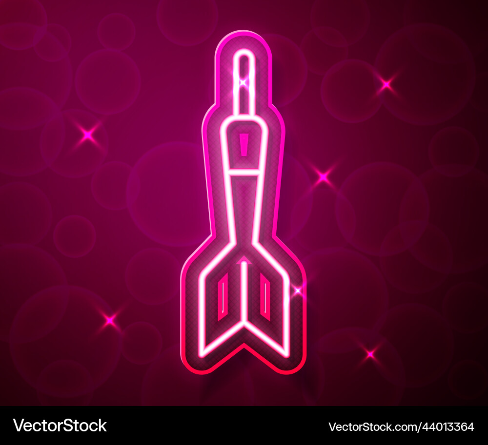 Glowing neon line dart arrow icon isolated on red Vector Image